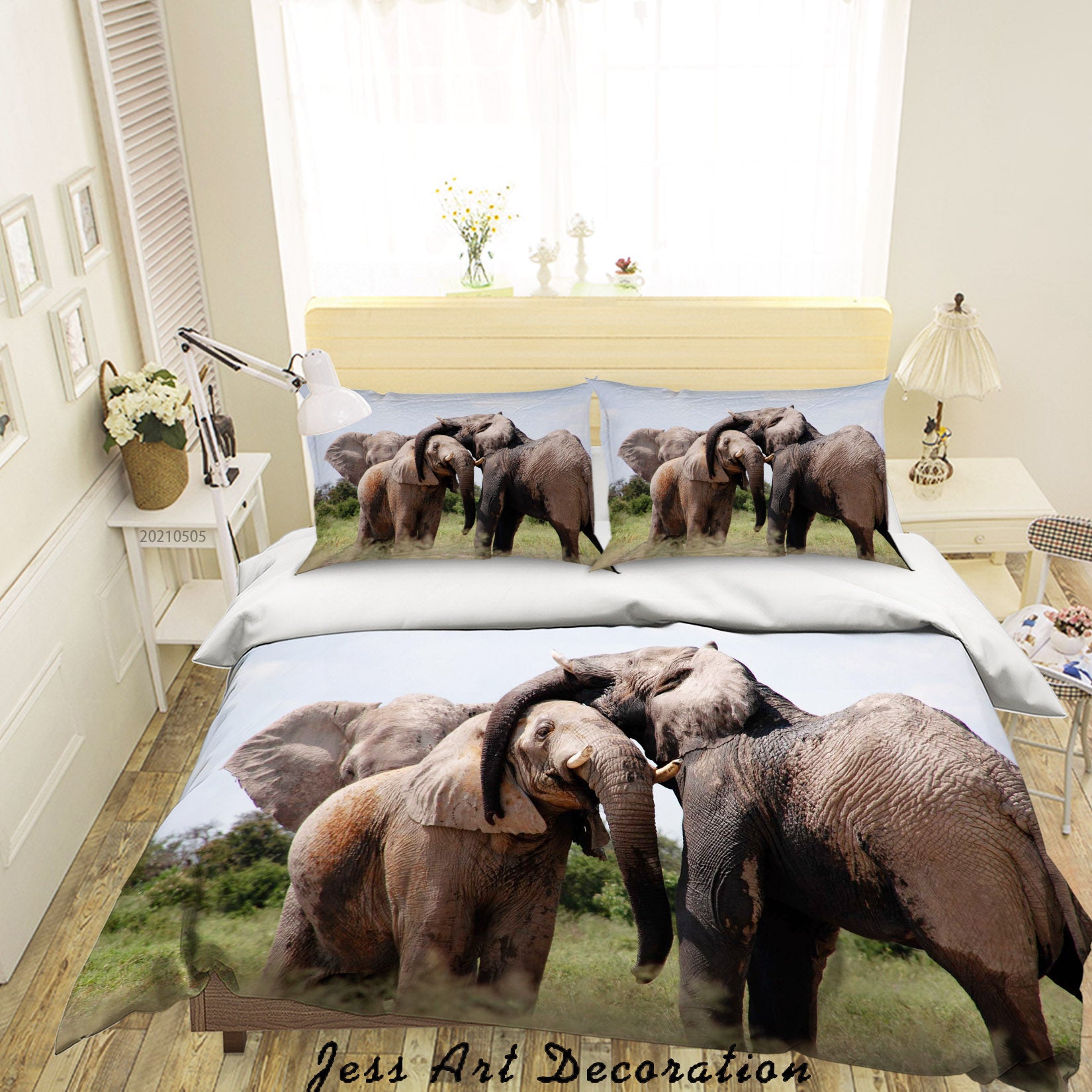 3D Wild Animal Elephant Quilt Cover Set Bedding Set Duvet Cover Pillowcases 116