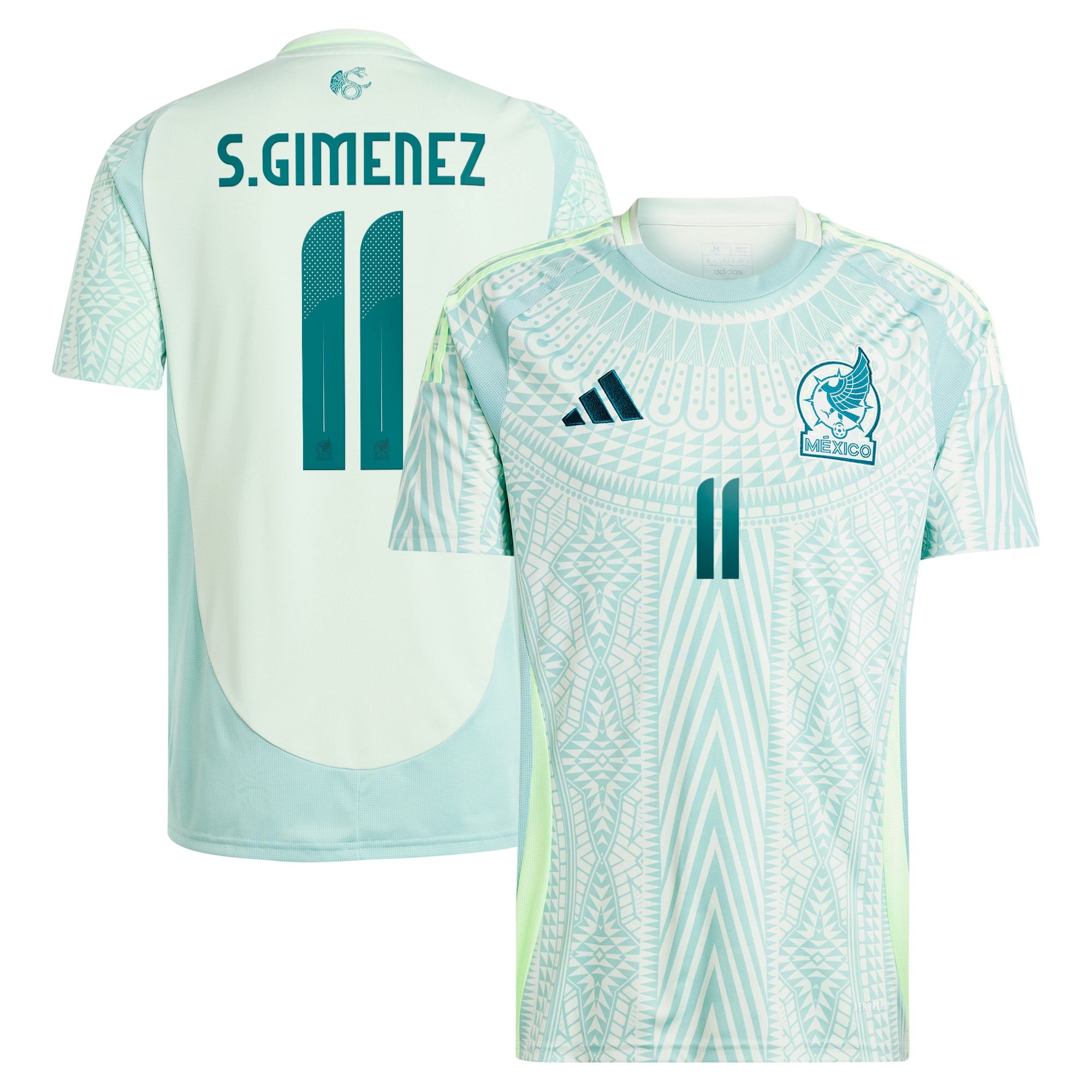 Santiago Giménez Mexico National Team 2024 Away Replica Player Jersey – Green