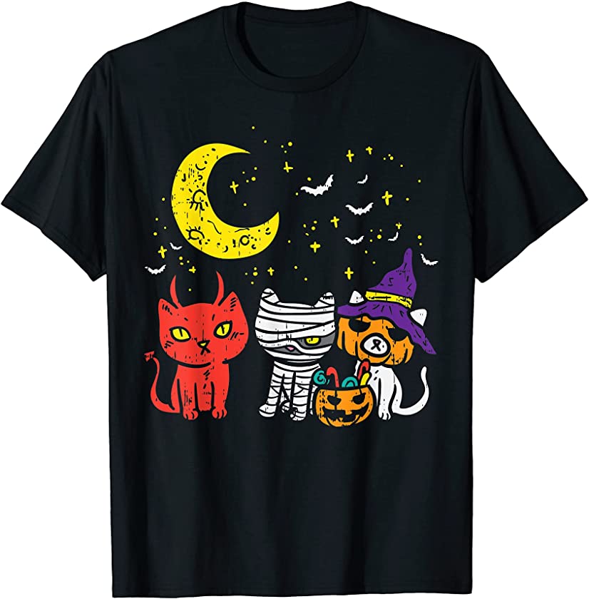 Kitten Mummy Pumpkin Devil Cute Halloween Cat Lover Gift T-Shirt