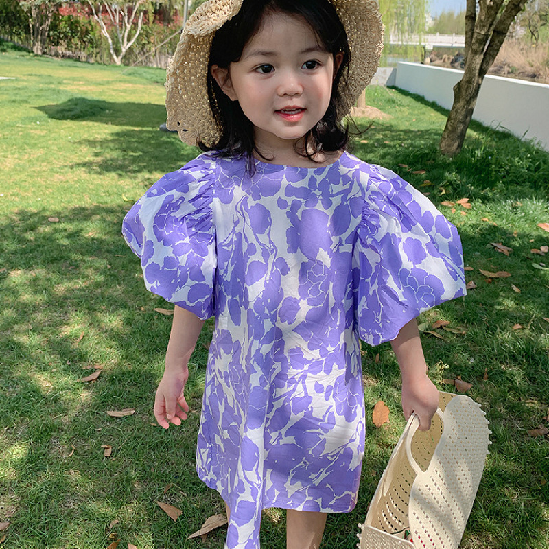 2022 Summer Girls Children’s Clothing Short Sleeve Dress Kids Cute Flowers The New Princess Dress Costume for Girls alx