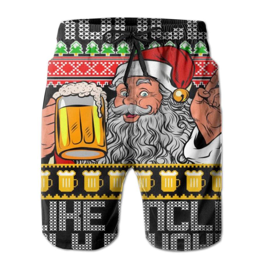 2 Pack Druncle Like Uncle Only Drunker Ugly Christmas Poster Men Swim Trunks Drawstring Elastic Waist Quick Dry Beach Shorts With Mesh Lining Swimwear Bathing Suits