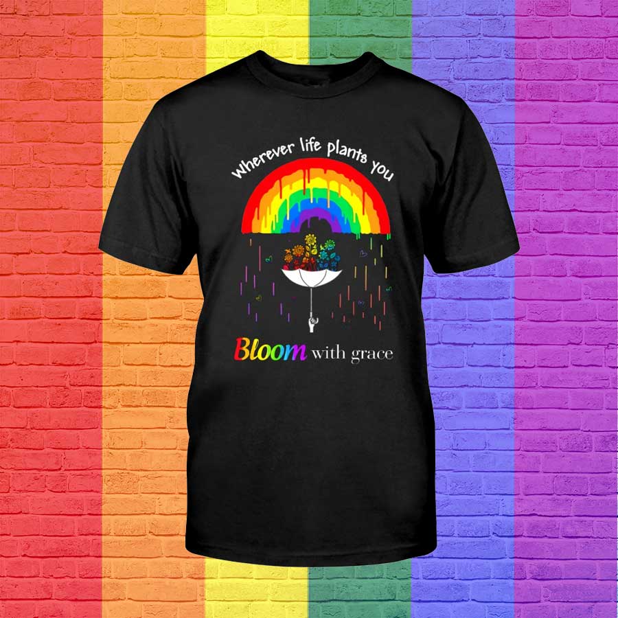 Bloom With Grace Rainbow Shirt, Rainbow Ally Shirt, Lesbian Rainbow Tshirt