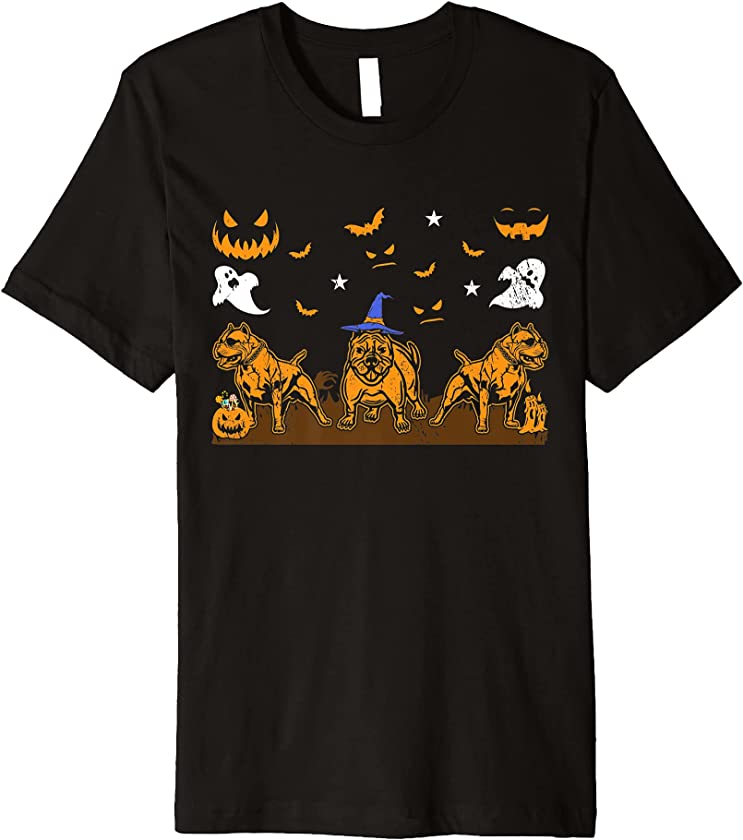 Pit Bull Terrier Dog Lover Witch Hat Halloween Puppy Lover Premium T-Shirt