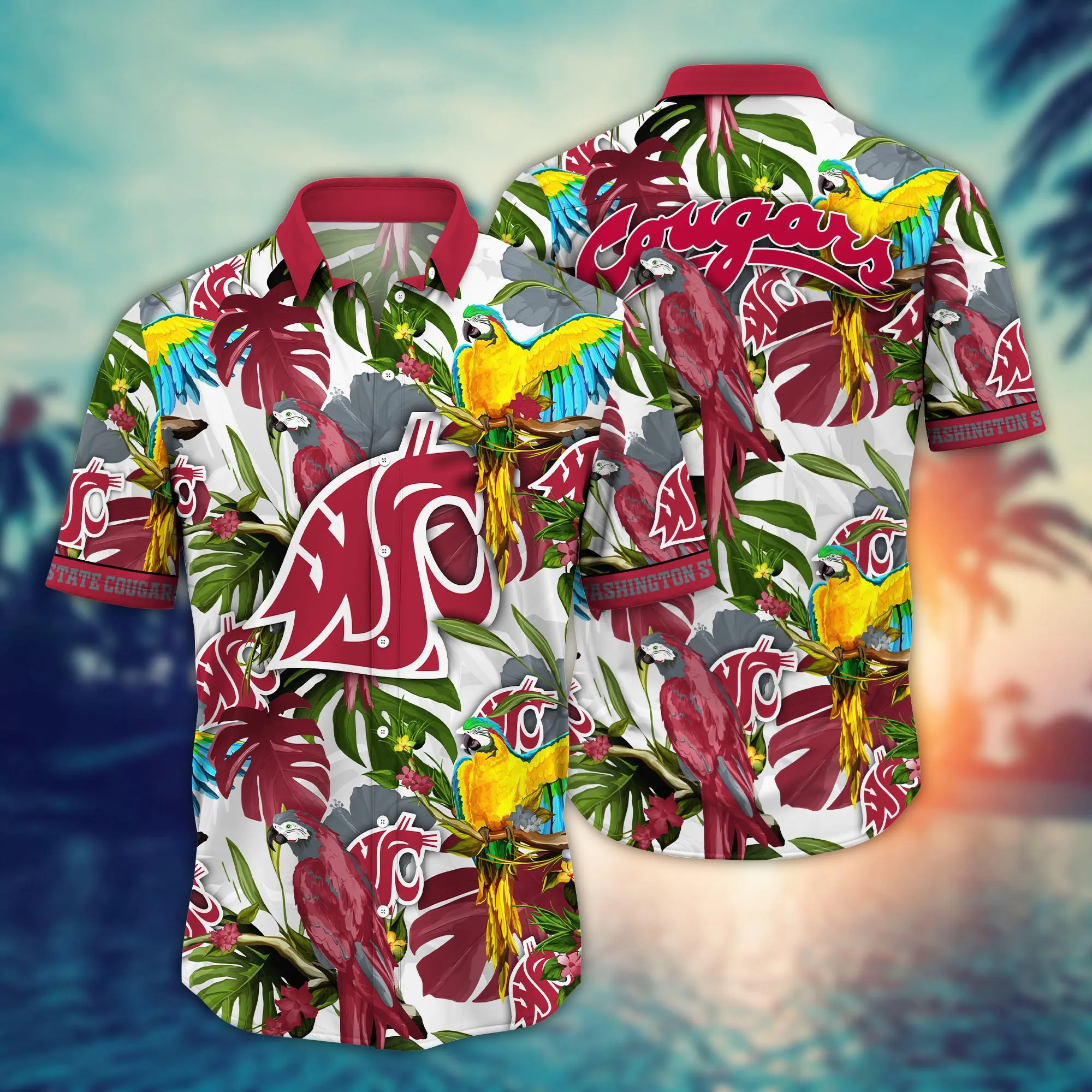 Washington State Cougars NCCA Hawaiian Shirt Firefliestime Aloha Shirt