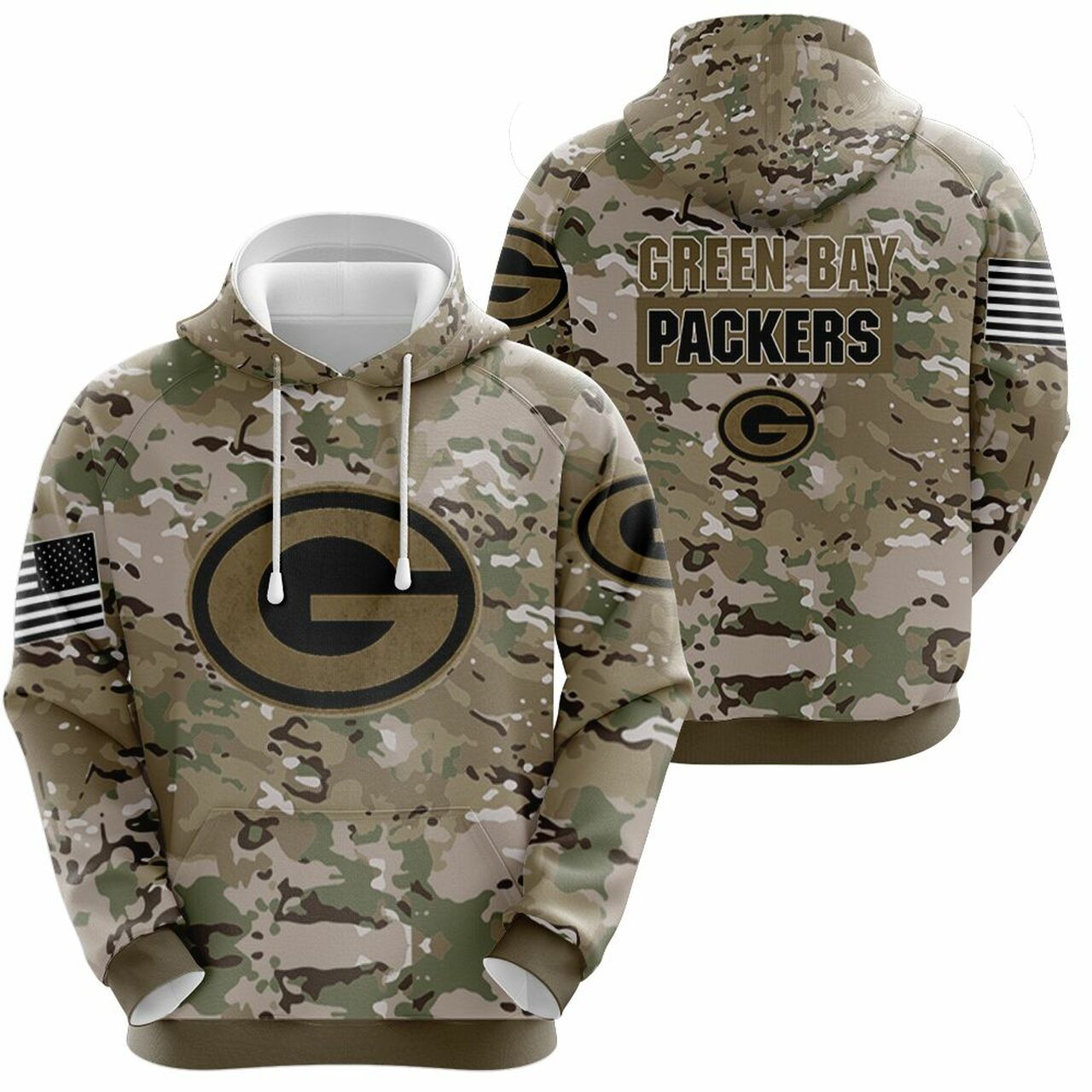 Green Bay Packers Camouflage Veteran 3D T Shirt Hoodie Sweater Jersey Hoodie Model 1342