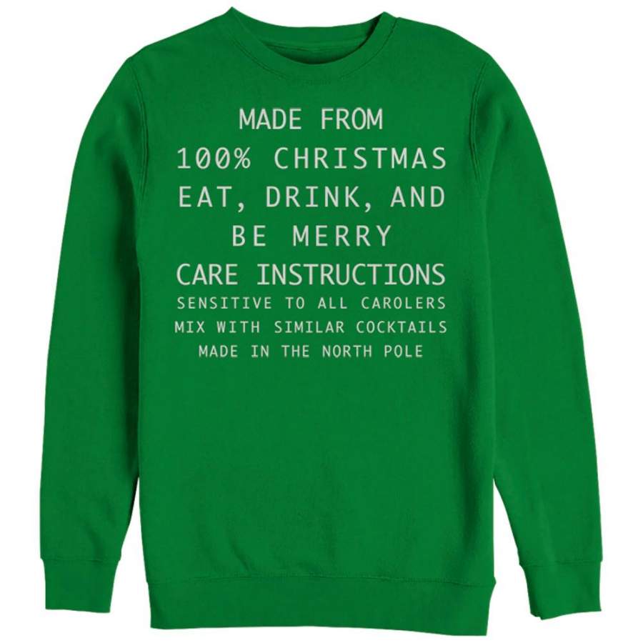 CHIN UP Women’s Christmas Care Instructions  Sweatshirt Kelly Green S