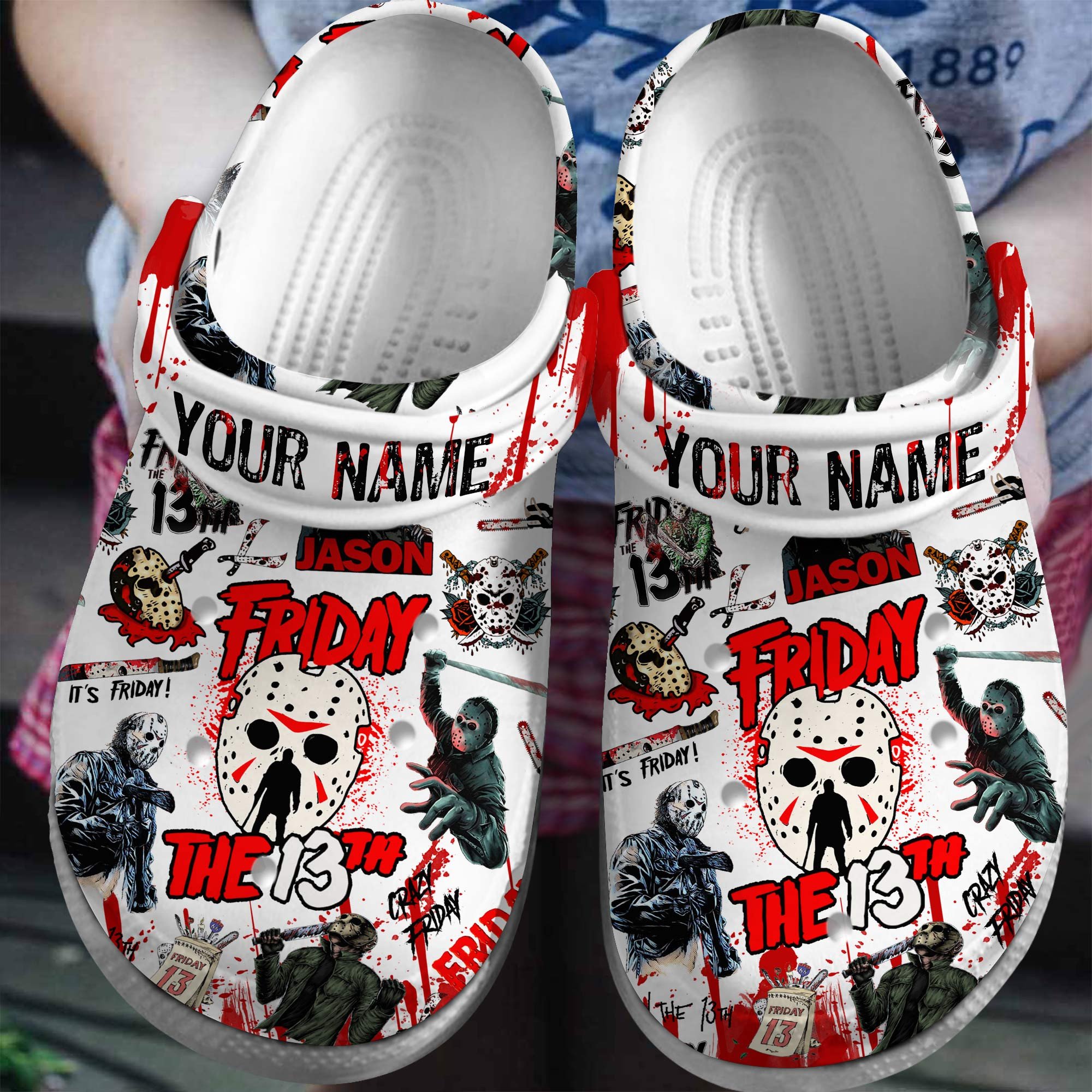 Friday the 13th Movie Halloween Crocs Crocband Clogs Shoes Comfortable For Men Women and Kids