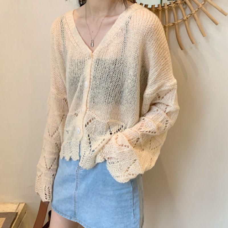 Sweaters Women Loose V-Neck All-match Spring Knitted Wear Korean Style Solid Simple Long Sleeve Feminino Cardigan Stylish Casual alx