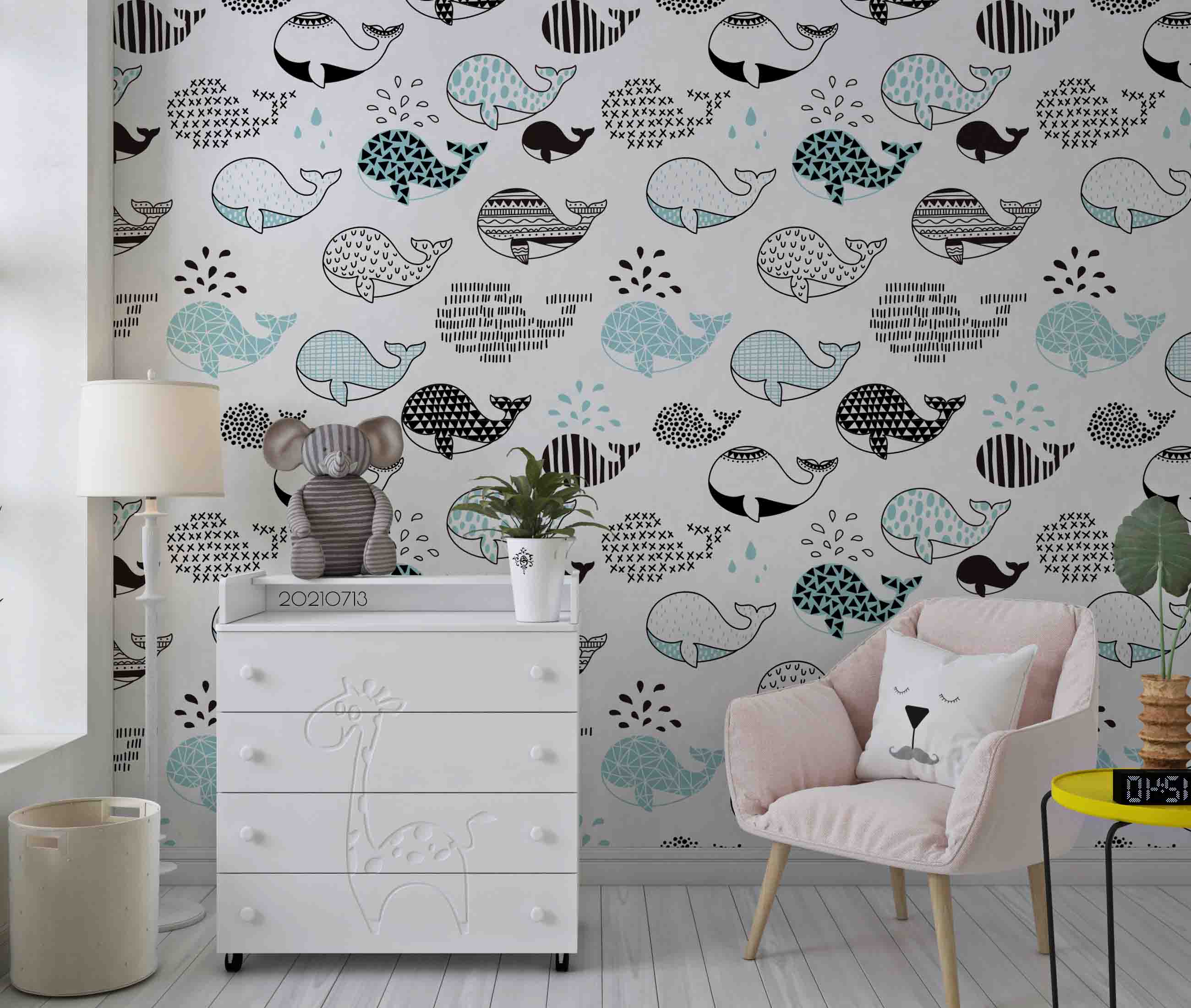 3D Hand Drawn Animal Dolphin Wall Mural Wallpaper Lqh 172