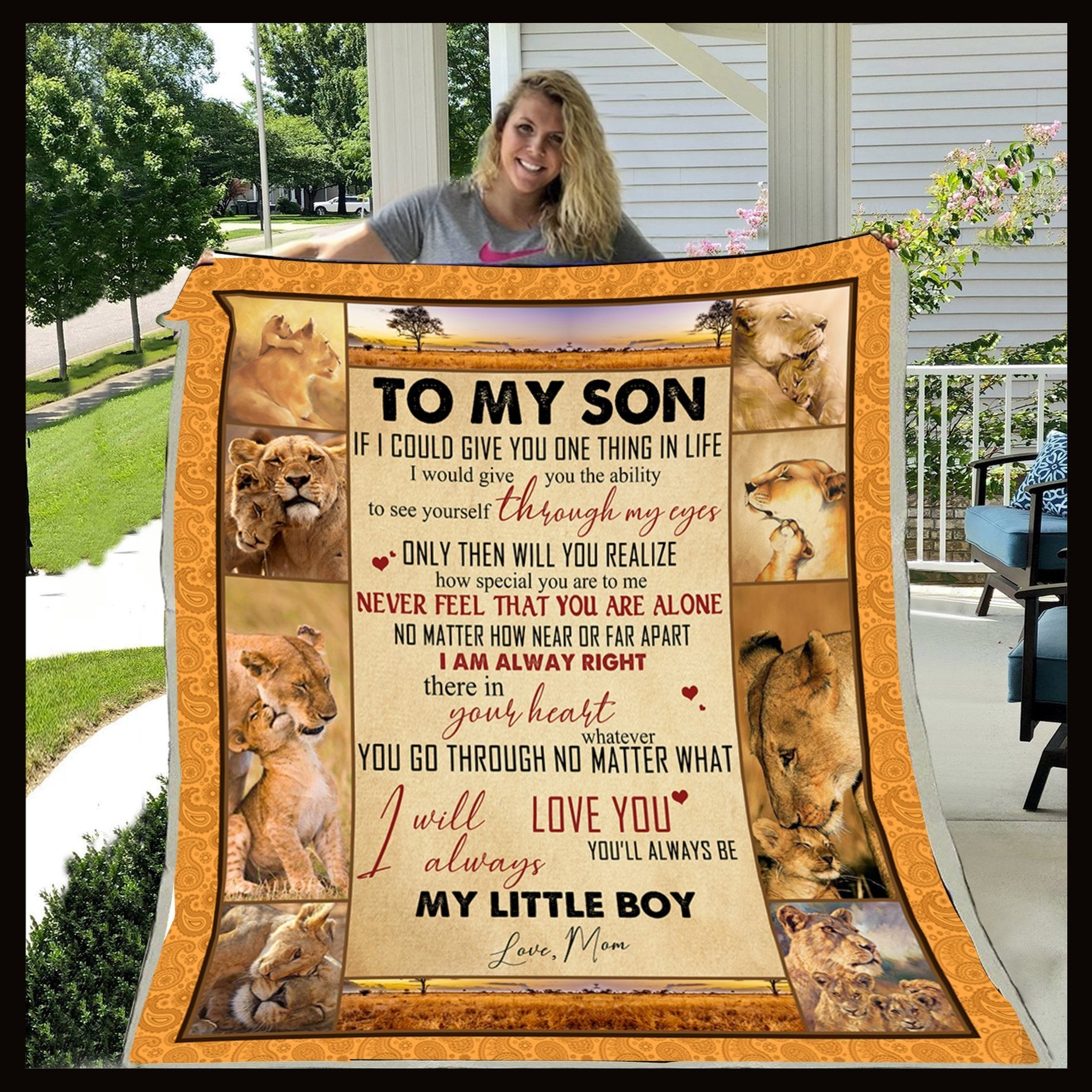 To My Son My Little Boy Love Mom Lion Cozy Fleece Blanket, Sherpa Blanket