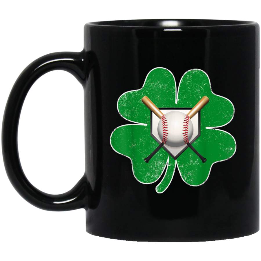 Baseball Shamrock Clover Vintage Mug Irish Gift