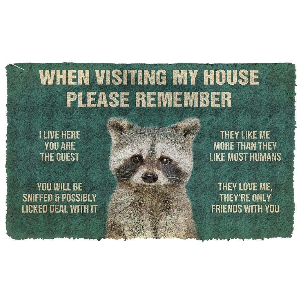 Gearhumans 3D Please Remember Raccoons House Rule Custom Doormat