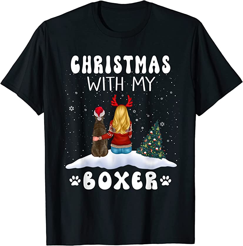 Christmas With My Boxer Dog Puppy Funny Xmas T-Shirt