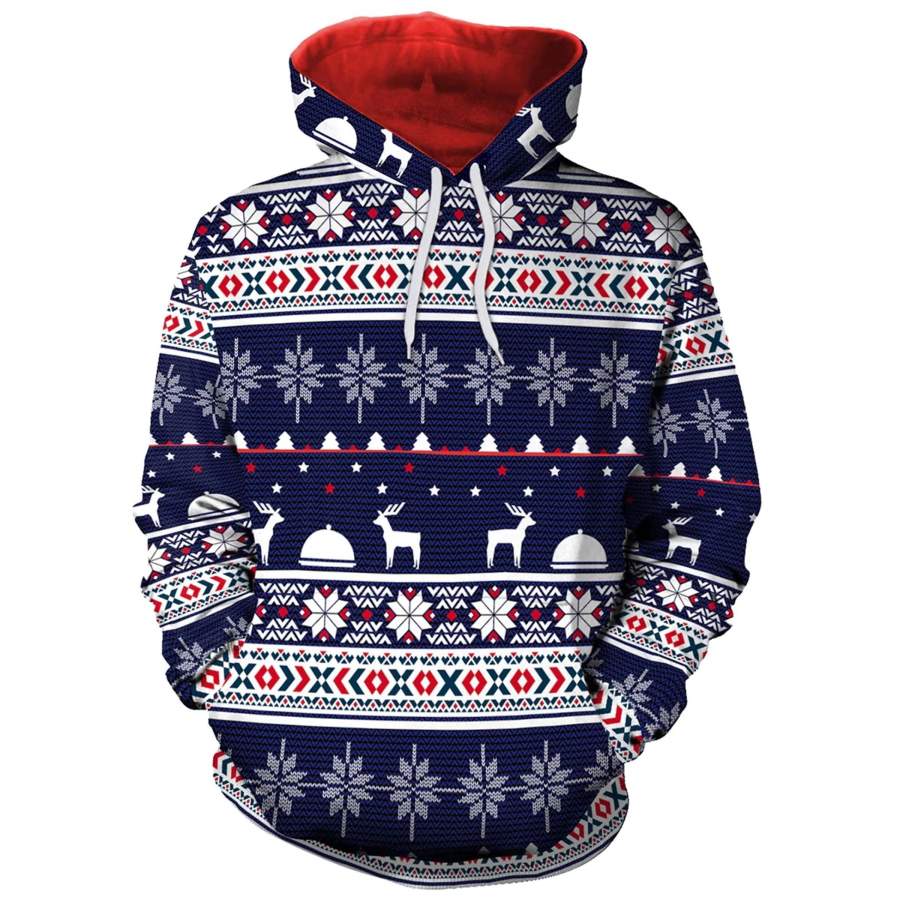 Snowflakes Animals Ugly Christmas Hoodie 3D All Over Print