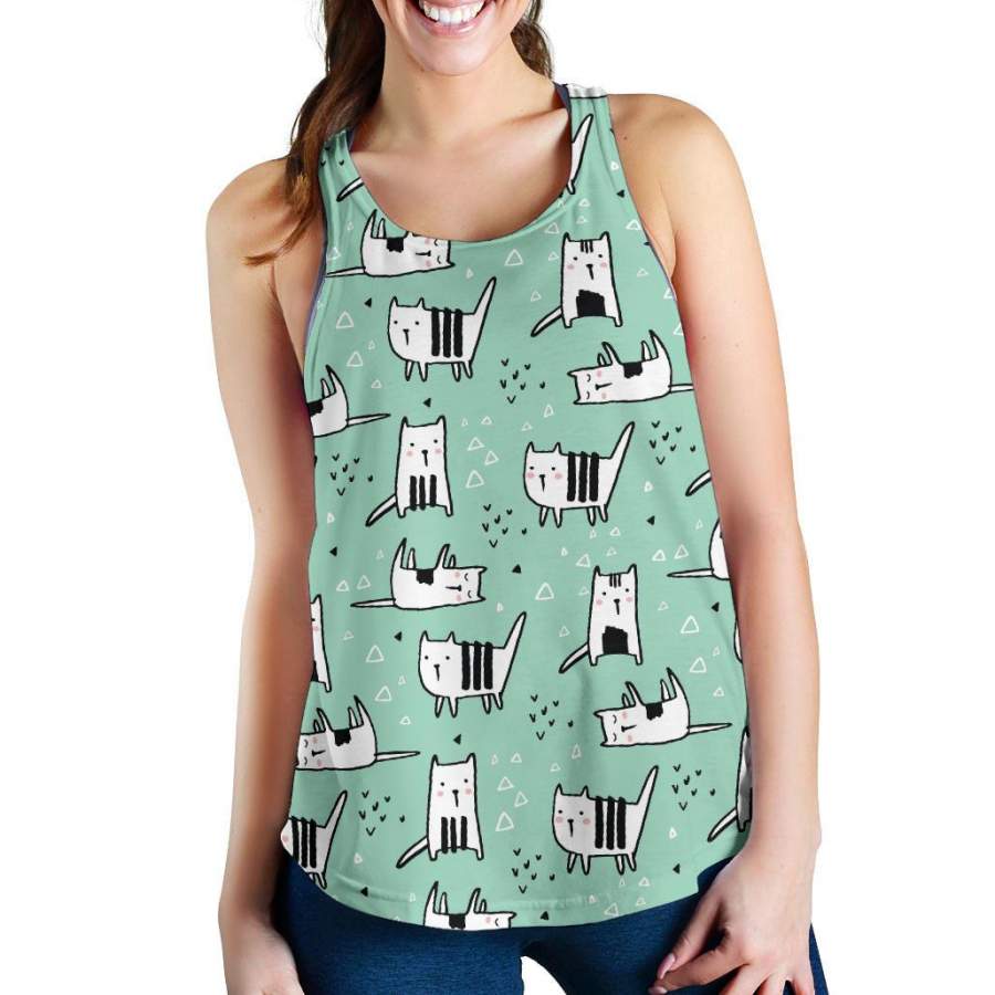 Cat Kitten Pattern Print Racerback Tank Tops