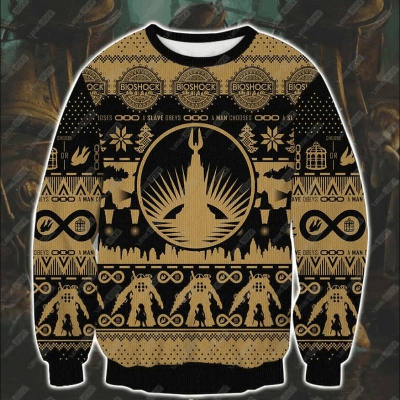 Bioshock 3D Ugly Christmas All Over Print Sweatshirt S-3Xl