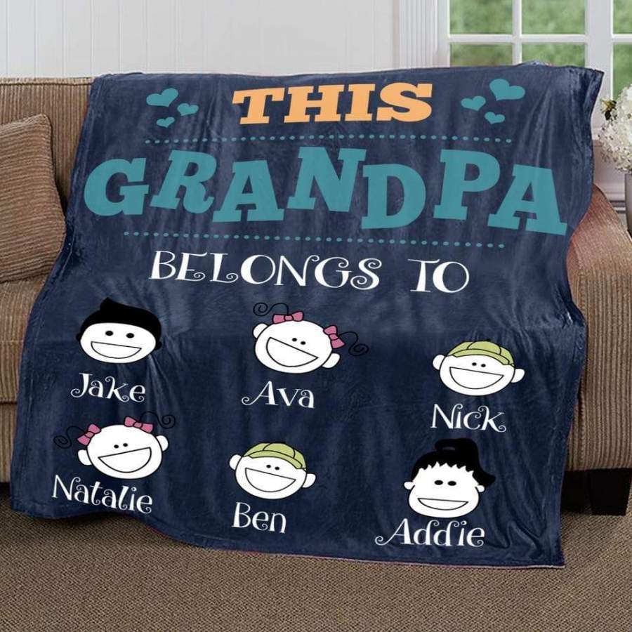 Personalized This Grandpa Belong Premium Blanket