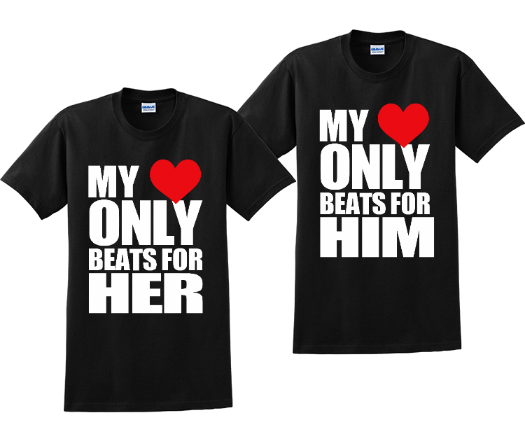 My Heart Only Beats For Her And Him Couples Matching T-Shirts