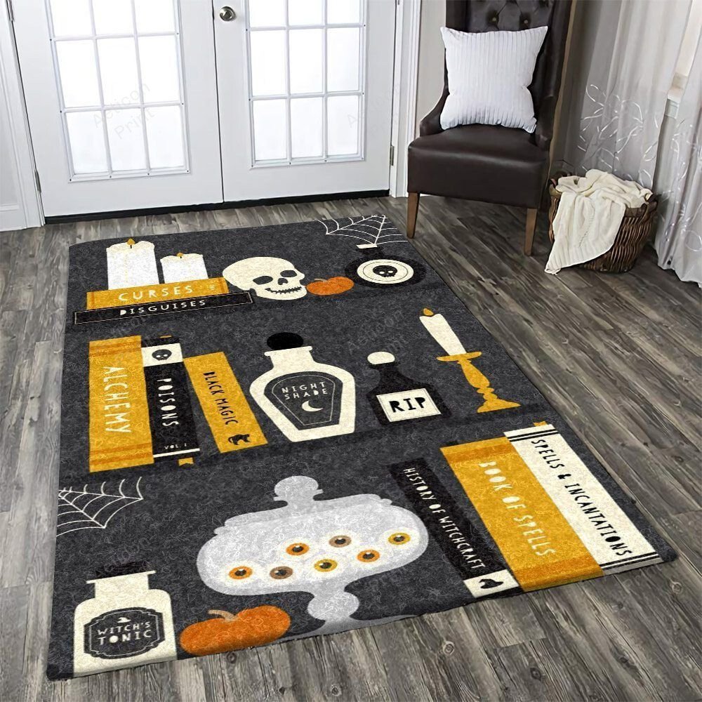 Halloween Book Of Witch Scary Skull Spider Area Rug Carpet Vintage Home Decor Gift Idea Carpet