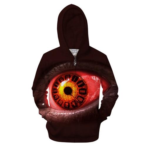 Red Roman Number Eye Zip-up Hoodie