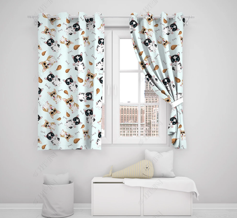 3D Cartoon Animal Dog Curtains And Drapes Lqh 259