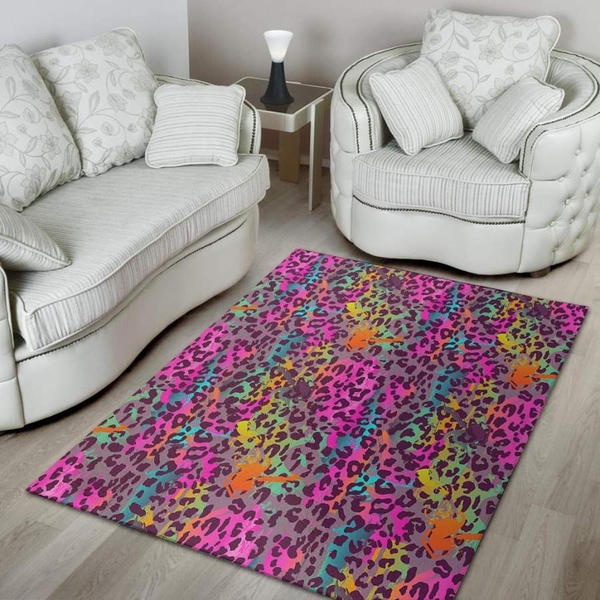 Colorful Leopard Area Rug