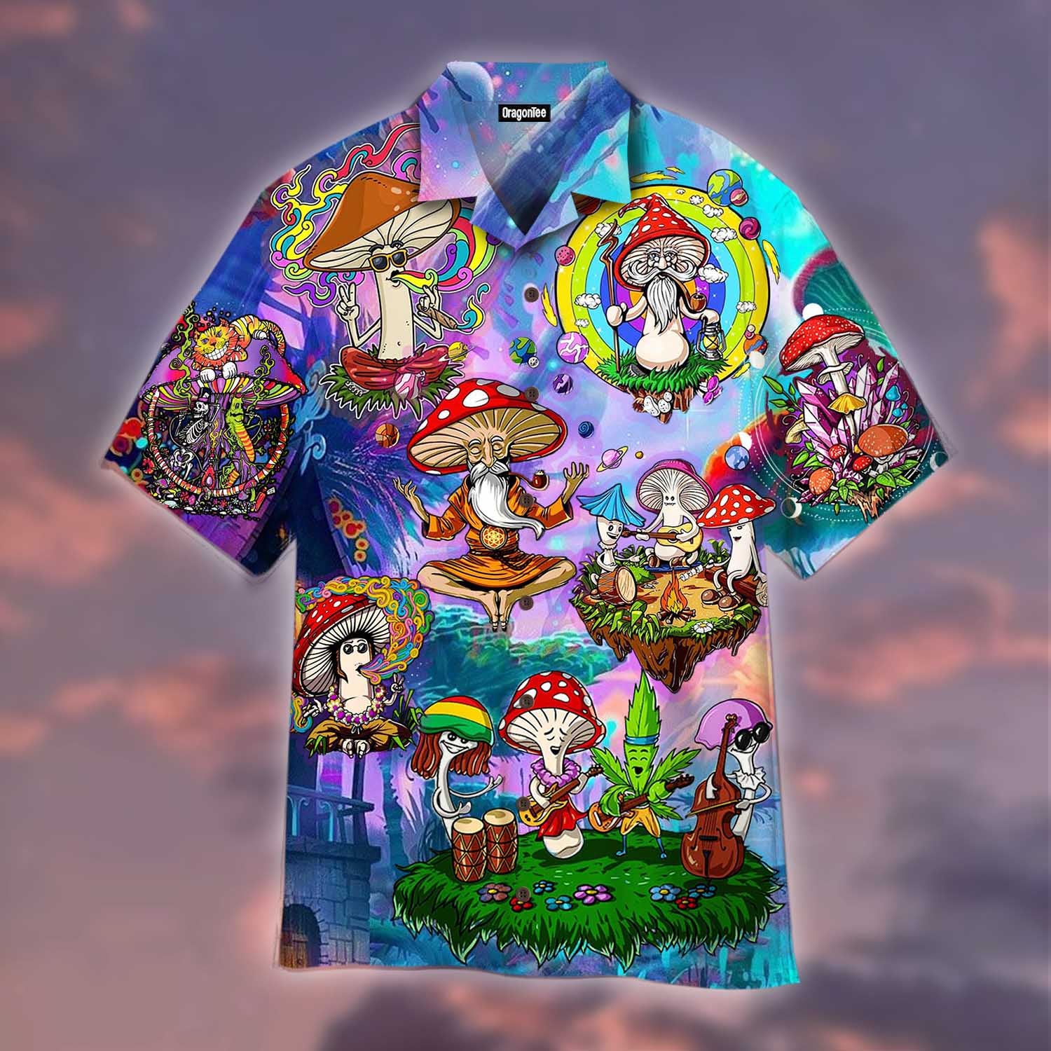 Oragontee Hippie Magic Mushroom Hawaii Shirt For Men Women Adult Ha95902