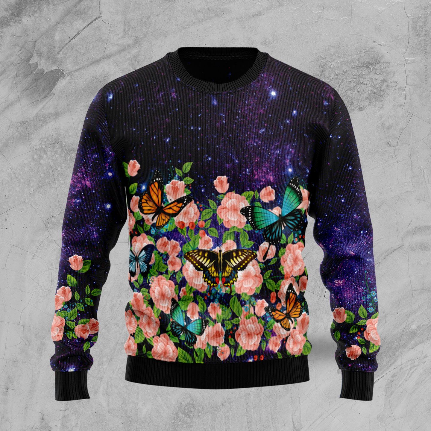 Butterfly Flowers Ugly Christmas Sweater | For Men & Women | Adult | Us5101