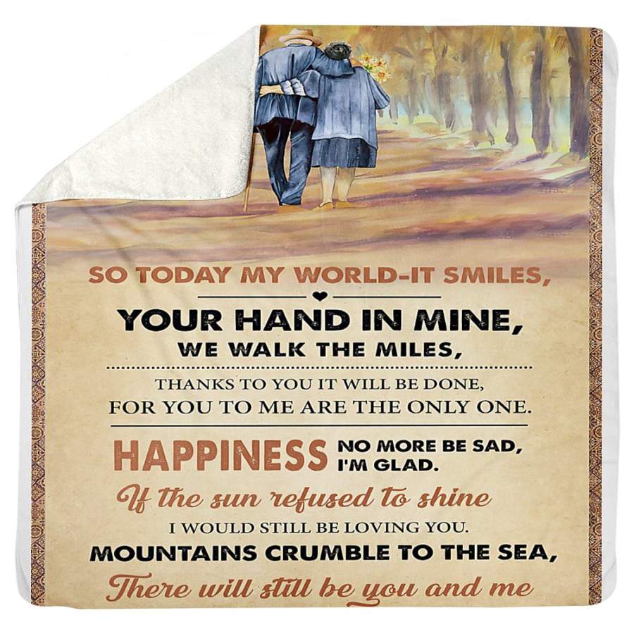 Today My World It Smiles Your Hand In Mine Wedding Anniversary Gift Sherpa Blanket