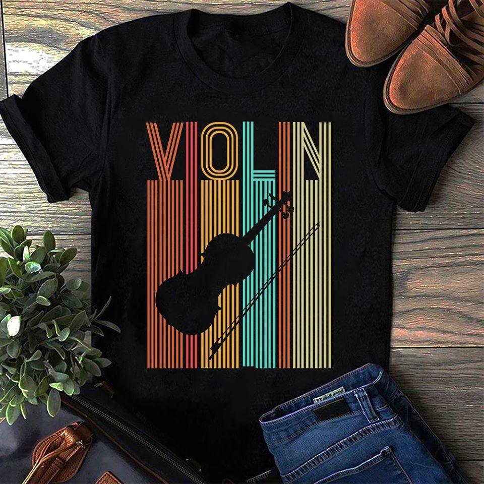 Violin Retro Style Standard Men T-shirt