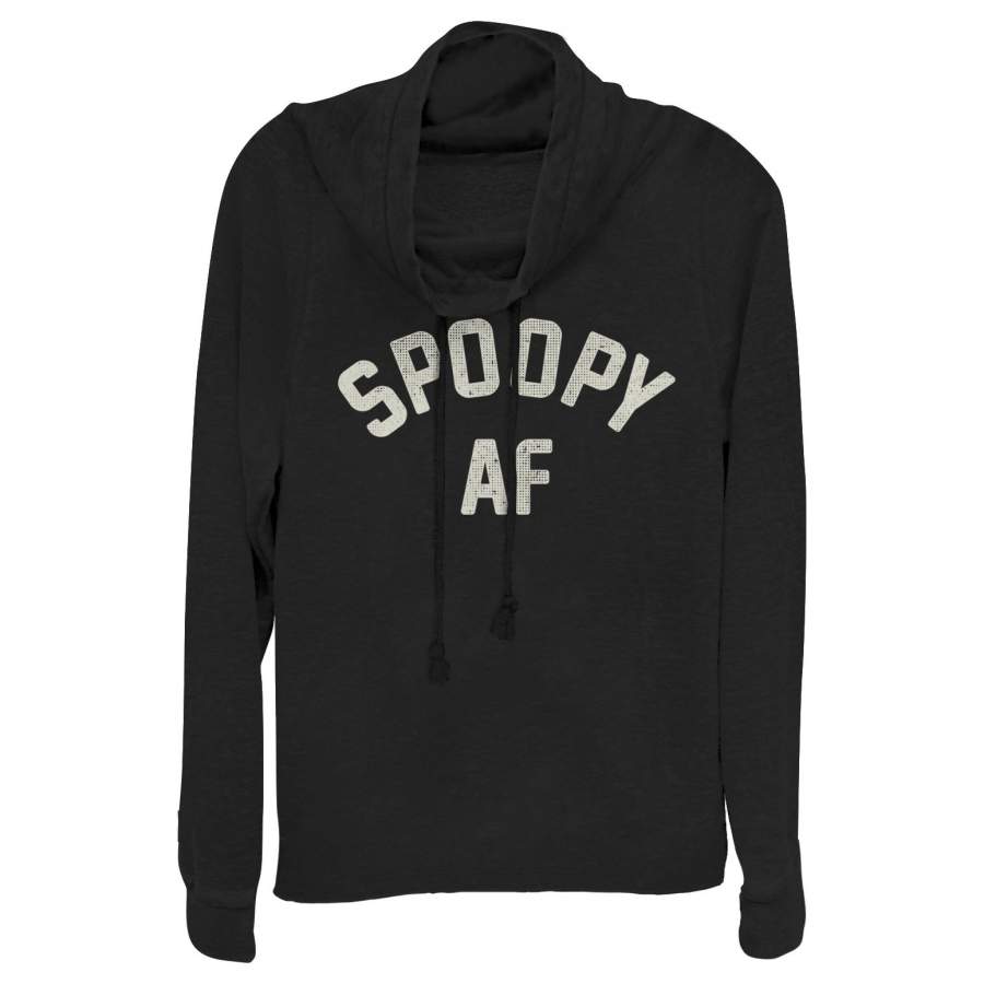 CHIN UP Junior’s Halloween Spoopy AF Cowl Neck Sweatshirt