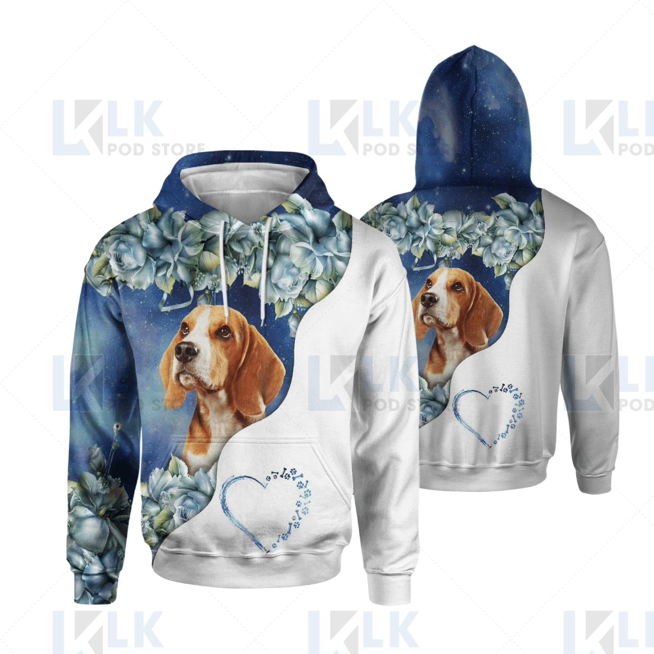 Beagle – HOODIE Half Curse Flower [ID3-D]
