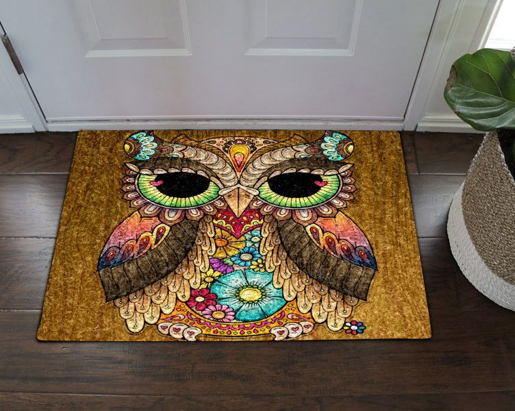 Abstract Green Eye Owl HN0611003D Doormat