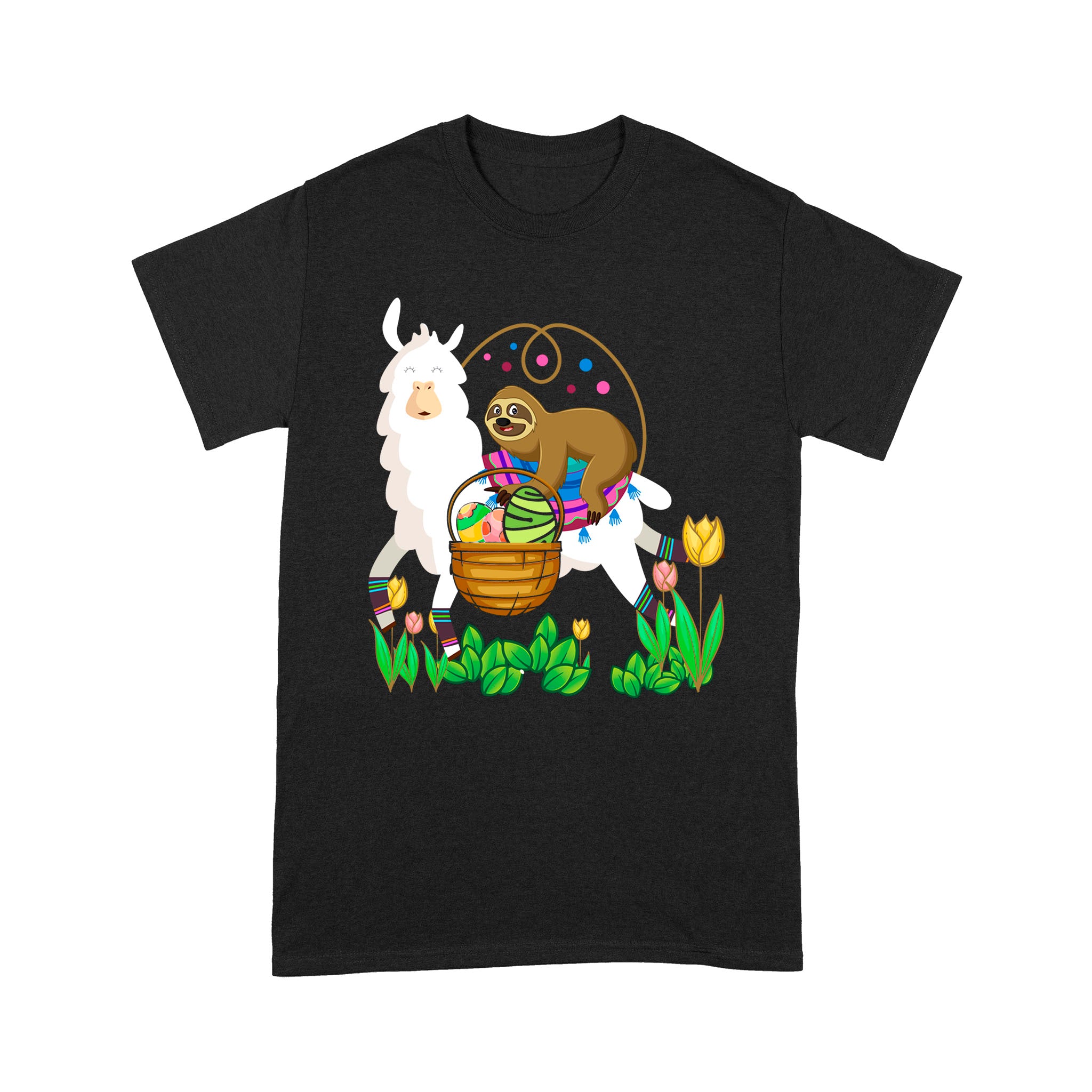 Cute Sloth Llama Easter Bunny Egg Hunt Basket Gifts – Standard T-Shirt