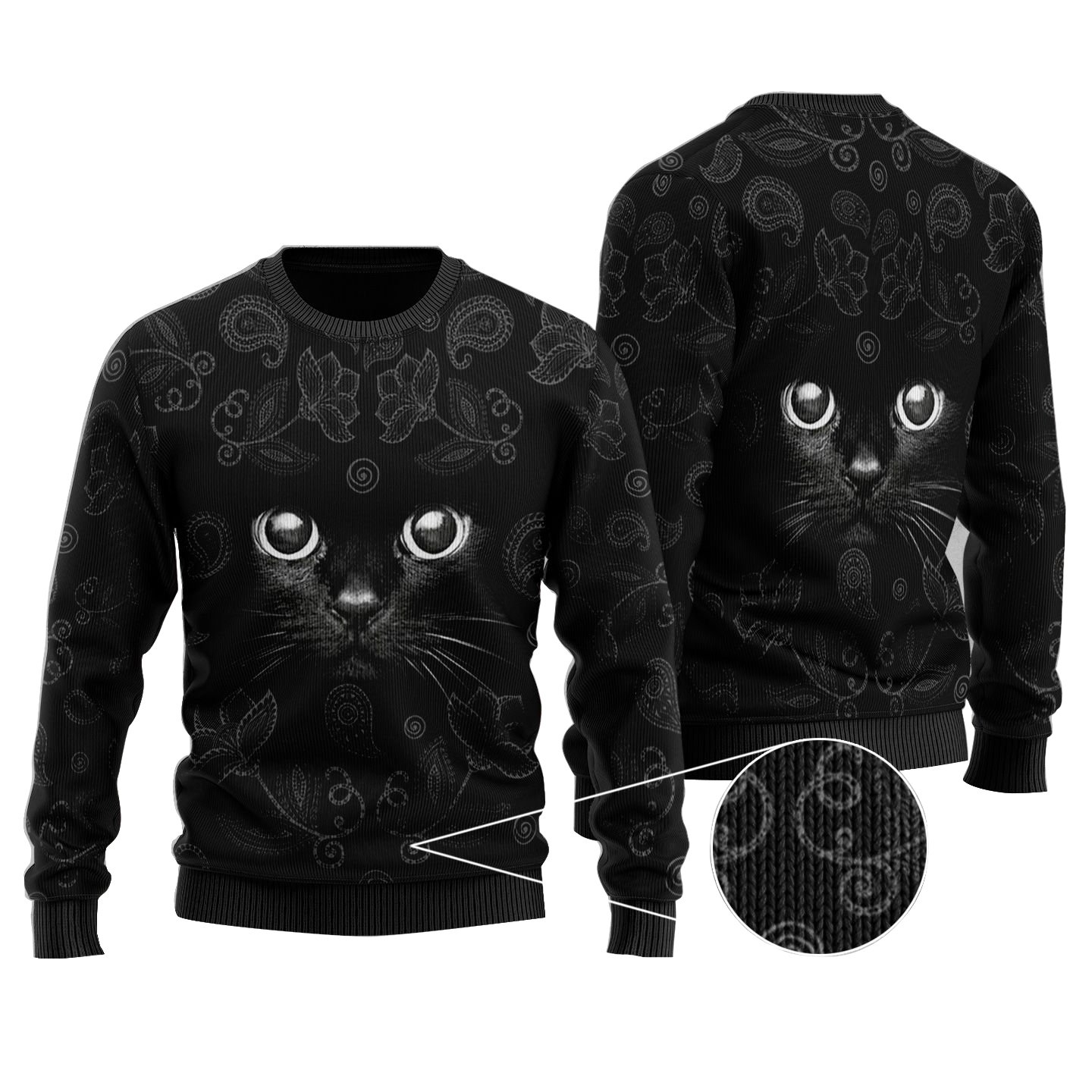 Black Cat Cute Ugly Sweater Unisex 3D Shirt Christmas Gifts Cat Men Women