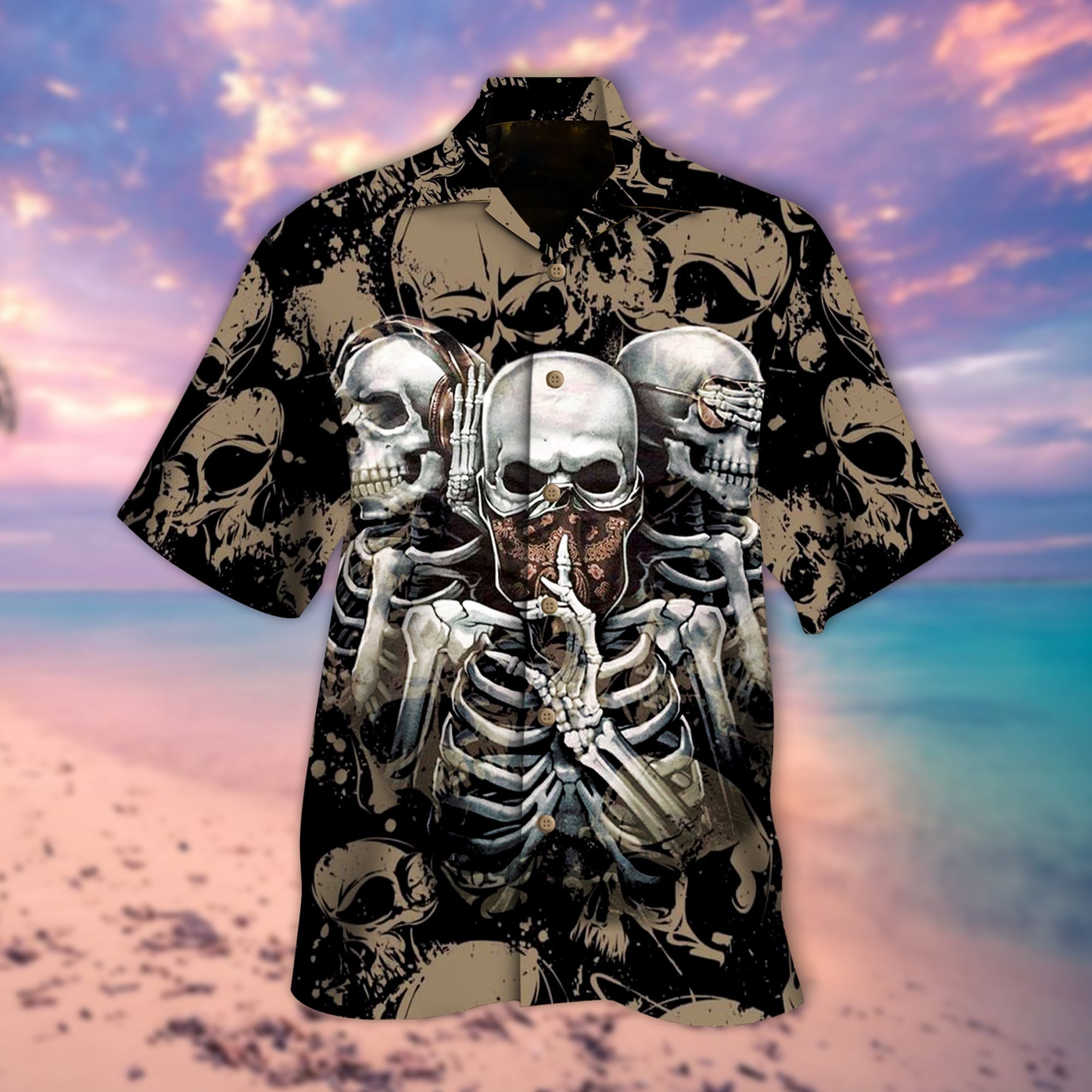 Three Wise Skulls Hawaii Skull Lover Hawaii Shirt For Men Women Ha97475