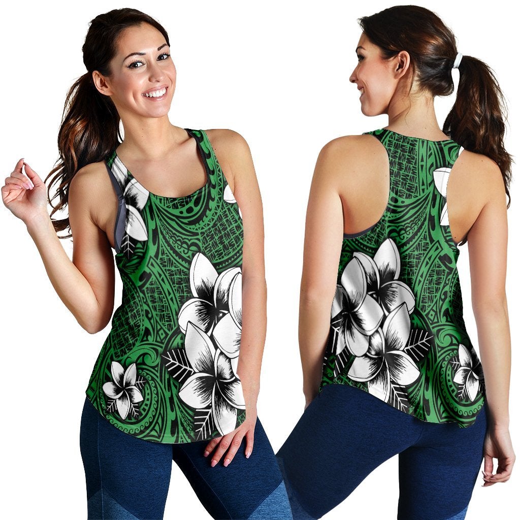 Hawaii Plumeria Tribal Polynesian Racerback Tank Green Ha24018