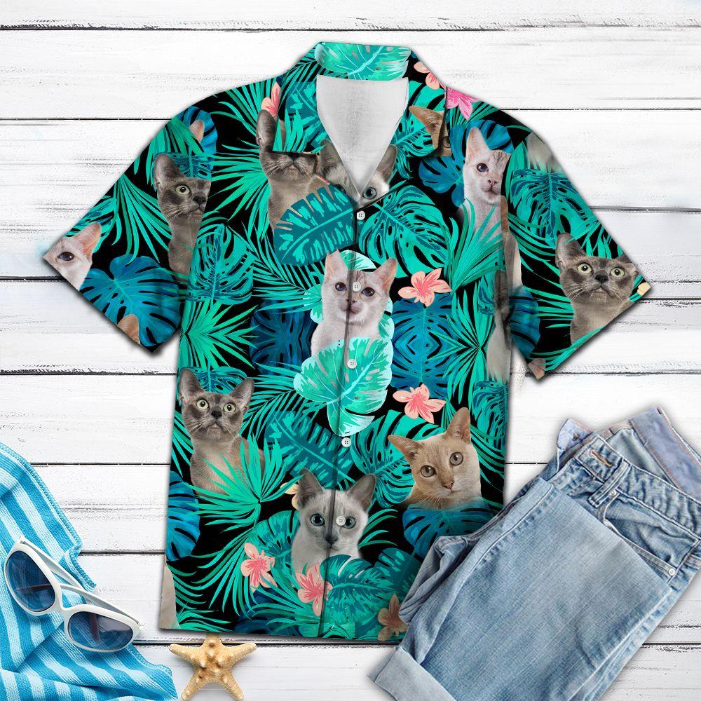 Aloha Shirt Mother’s day Father’s day unique gift ideas for mom & dad from daughter & son kids, meaningful birthday presents –  Tonkinese Green Tropical  G5708- Hawaii Shirt