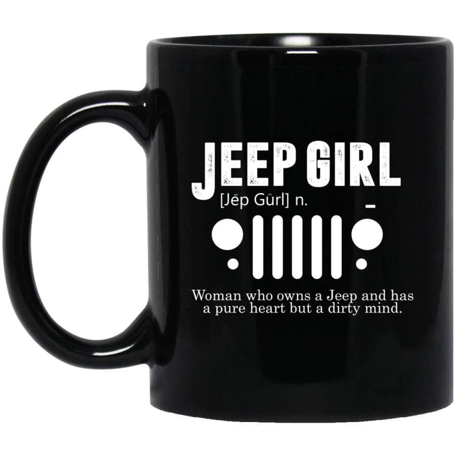 Vintage Jeep Pure Heart But Dirty Mind Jeep Girl Jeep Wife 11 oz Black Mug