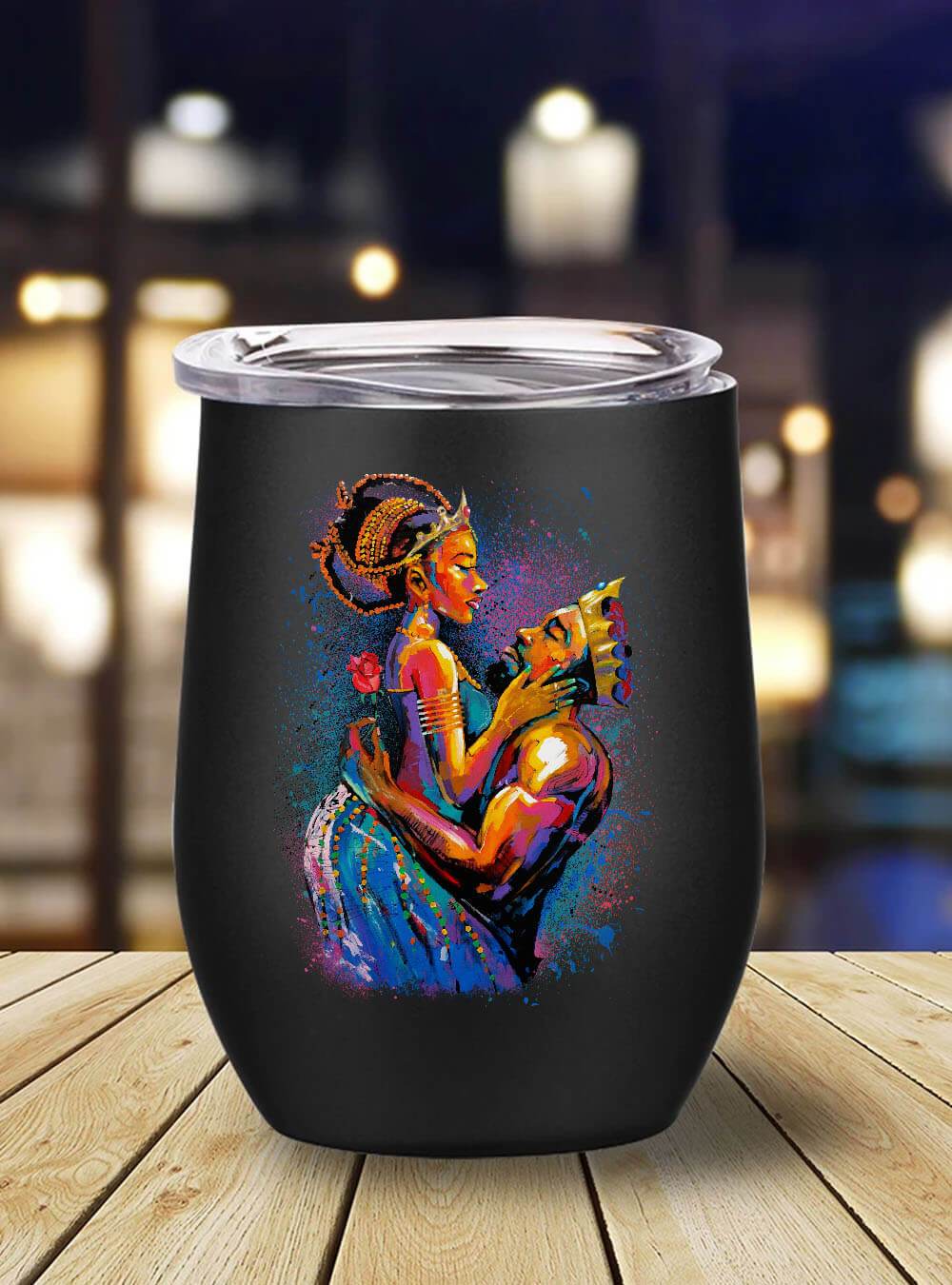 African Tumbler Mug Pro Black King And Queen Art Stainless Steel Wine Tumbler Mug Black History Month Gift Ideas BPS5112