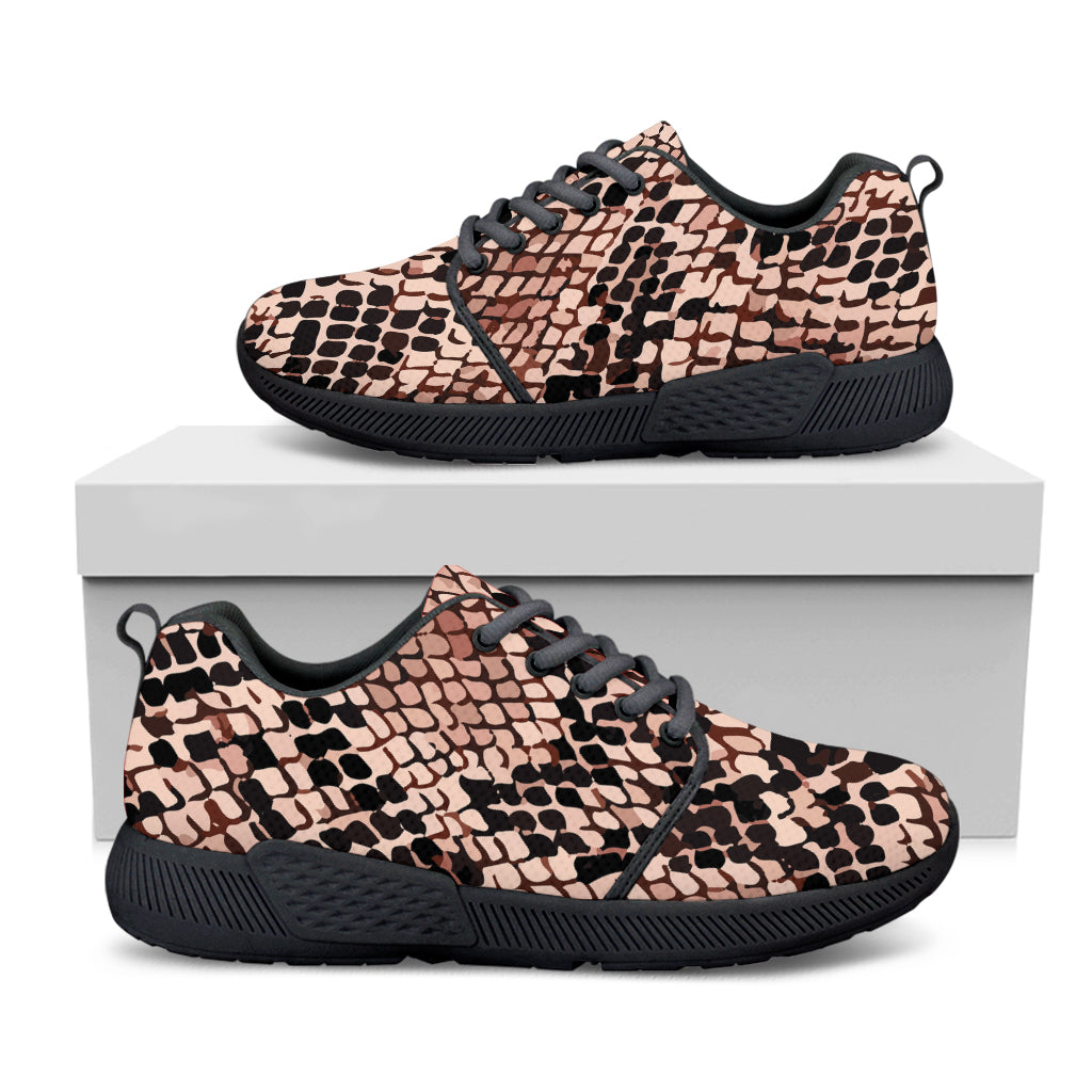 Watercolor Snakeskin Print Black Athletic Shoes