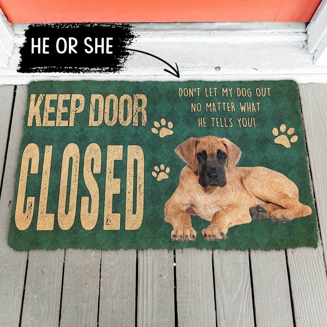 3D Keep Door Closed Great Danes Dog Custom Gender Doormat