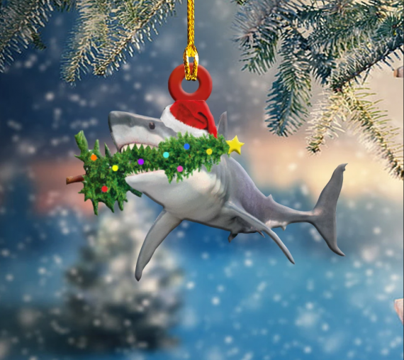 Xmas Gifts Gift For Shark Lover Christmas Shark Shape Christmas Ornament Hg (9 X 9 Cm)