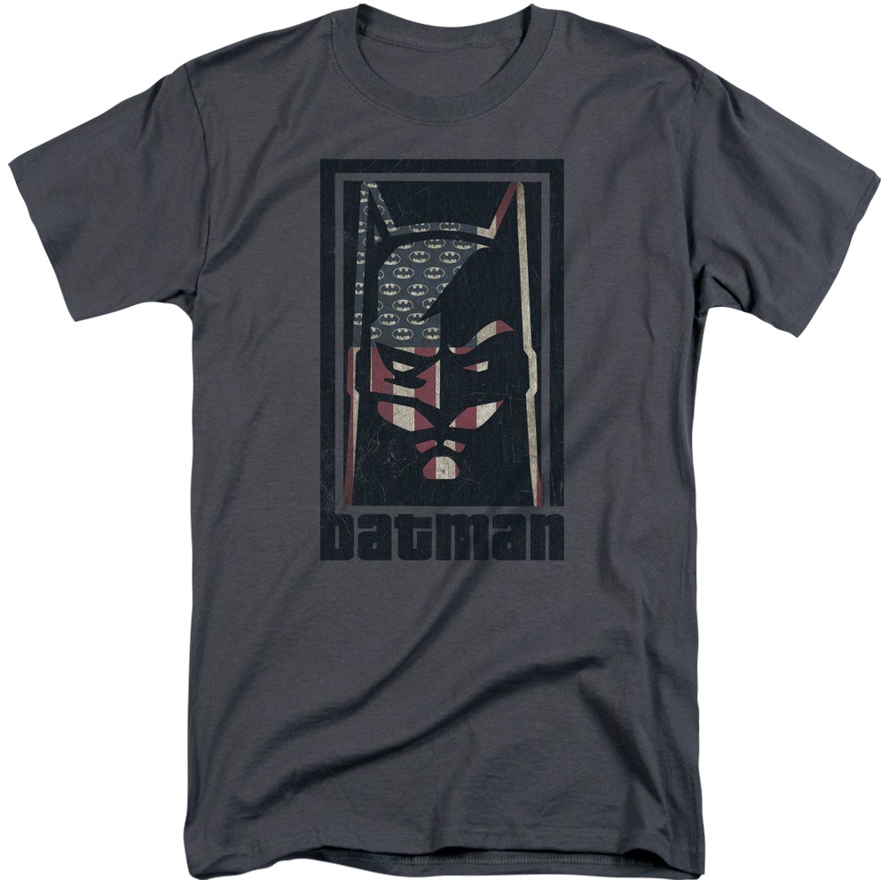 Batman American Batman Mens Tall T Shirt Charcoal