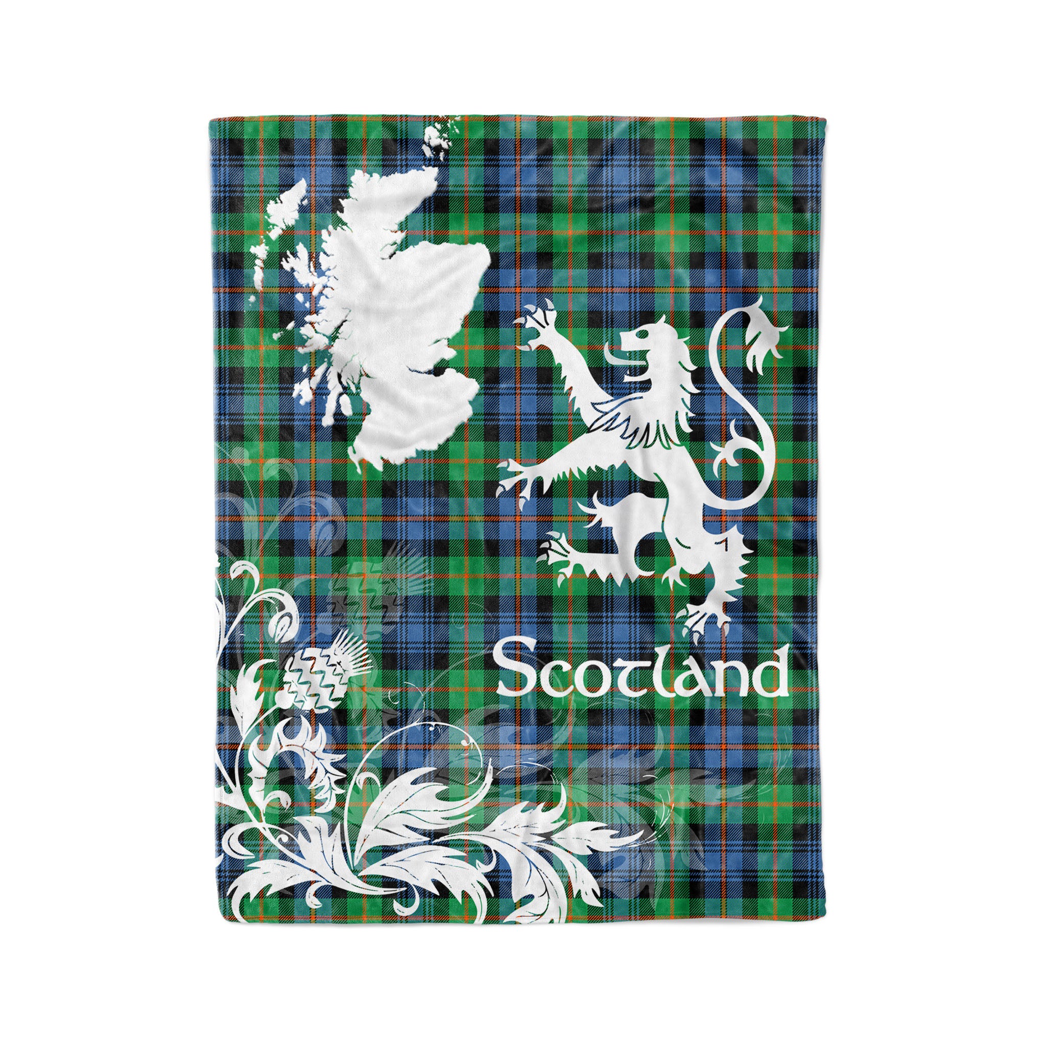 Tartan Plaid Fleece Blanket Tartan Blanket Thistle And Lion Scottish Clan Murray Of Atholl Ancient Plaid Blanket