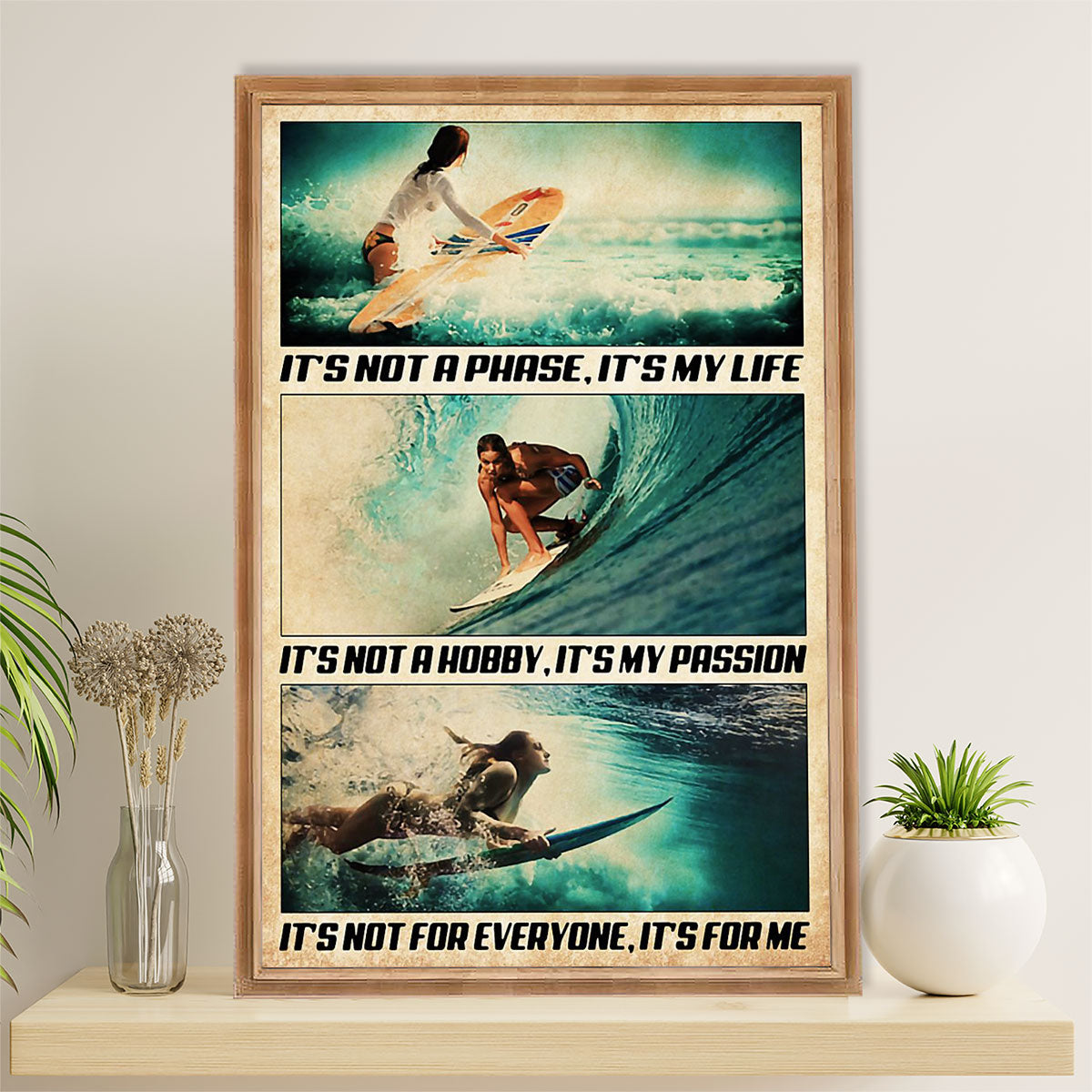 Water Surfing Canvas Wall Art Prints | It’S My Life My Passion | Home Décor Gift For Beach Surfer