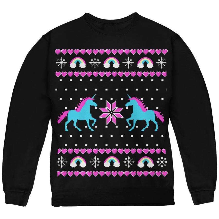 Unicorn Rainbow Ugly Christmas Sweater Youth Sweatshirt