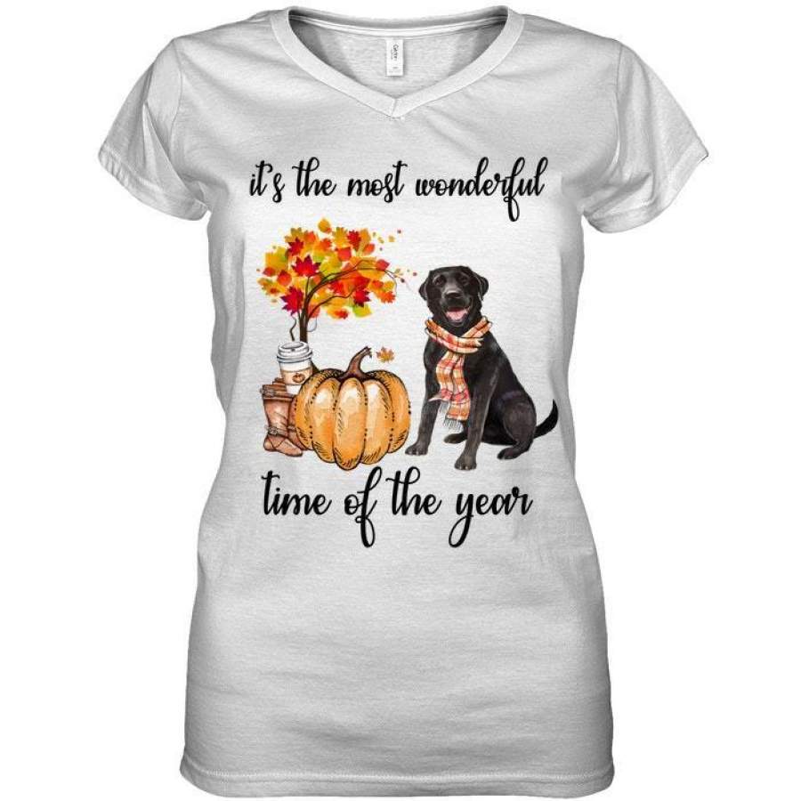 Labrador Black It’s The Most Wonderful Time Of The Year Ladies V-Neck