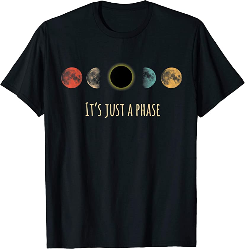 Vintage Lunar Moon It’s Just A Phase Retro Design T-Shirt