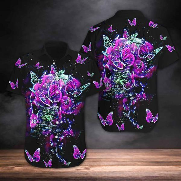 Purple Skull And Butterflies Hawaii Shirt Crazy Funny Hawaii Vintage Hawaii Ha95976